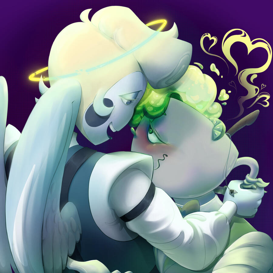 Christmas gift for King-of-Vertigoof our OC pair (the cup character belongs to him)